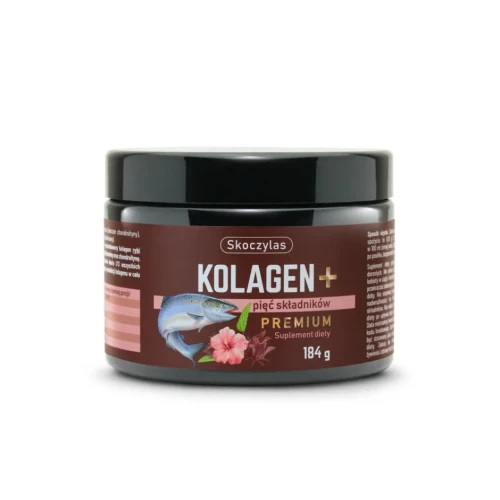 Skoczylas Kolagen Premium z łososia + 5 składników, 184 g - Dla utrzymania prawidłowej kondycji skóry i kości