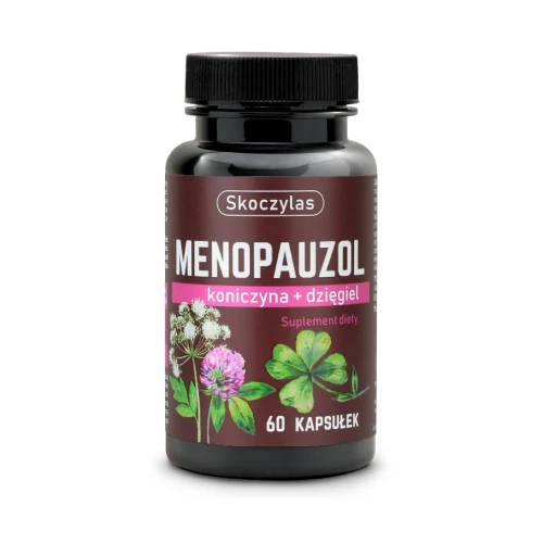 Skoczylas Menopauzol Koniczyna czerwona + Dzięgiel, 60 kapsułek - Naturalne wsparcie dla kobiet w okresie menopauzy