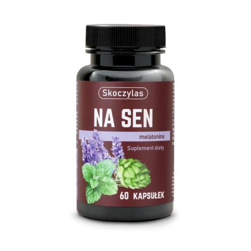 Skoczylas Na Sen Melatonina, chmiel, melisa, 60 kapsułek - Dla spokojnego snu i łatwiejszego zasypiania