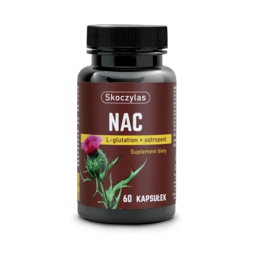 Skoczylas NAC L-glutation + ostropest, 60 kapsułek - Wsparcie wątroby i ochrona komórek przed stresem oksydacyjnym