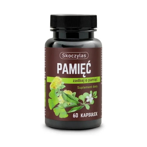 Skoczylas Pamięć Miłorząb, bakopa, ginkgo biloba, różeniec, 60 kapsułek - Dla wsparcia koncentracji i funkcji poznawczych