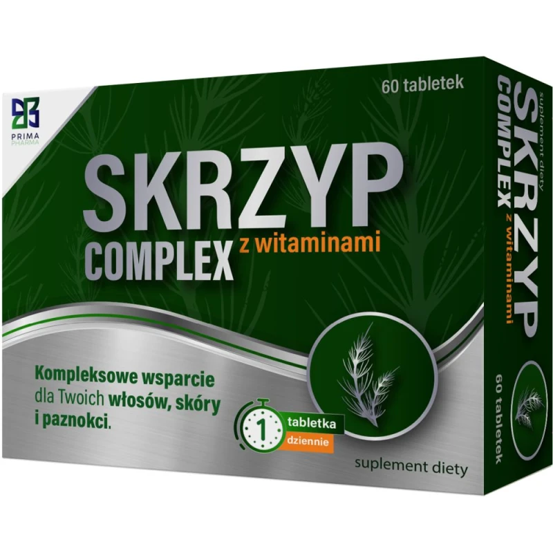 Skrzyp Complex z witaminami, 60 tabletek - Wsparcie mocnych włosów, gładkiej skóry i zdrowych paznokci