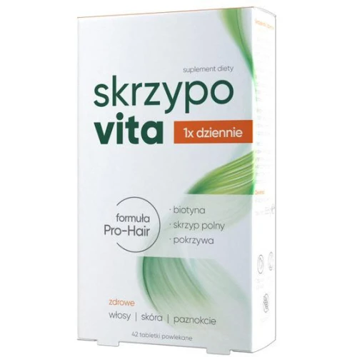 Skrzypovita, 42 tabletki powlekane  - Kompozycja witamin i ziół, wpływających na zdrowie włosów i mocne paznokcie 