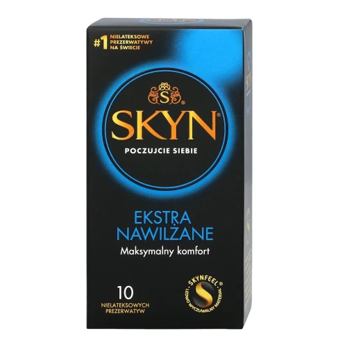Skyn Extra Nawilżane Nielateksowe prezerwatywy, 10 sztuk - Większe opakowanie, ekstra nawilżenie bez lateksu