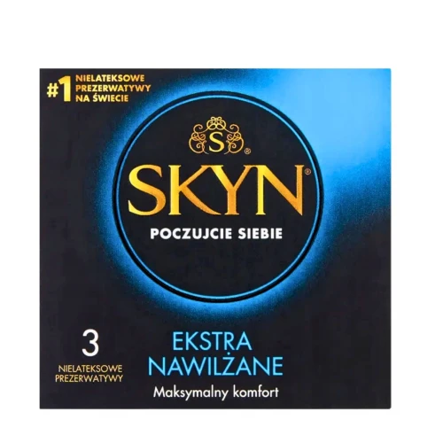 Skyn Extra Nawilżane Nielateksowe prezerwatywy, 3 sztuki - Komfortowe i bez lateksu, z ekstra nawilżeniem