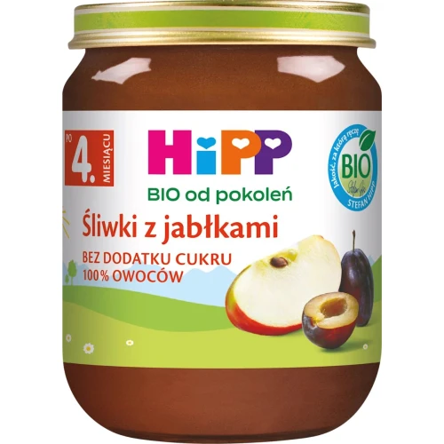 HiPP Śliwki z jabłkami BIO, 125 g - Dla niemowląt po 4. miesiącu
