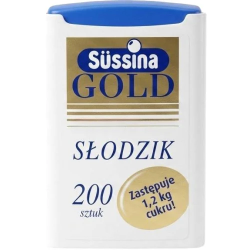 Sussina Gold Słodzik, 200 tabletek - Słodzik stołowy na bazie sacharynianu sodu i aspartamu
