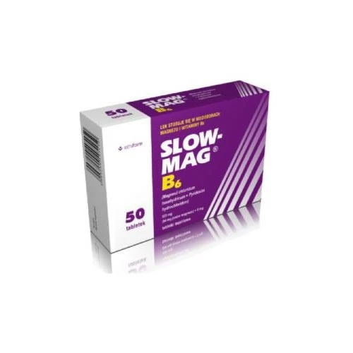 Slow-Mag B6, 50 tabletek dojelitowych - Niedobory magnezu i witaminy B6