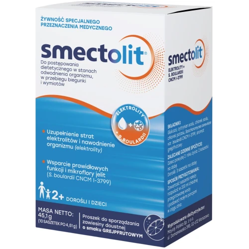 Smectolit, 10 saszetek - Wsparcie przy biegunce i wymiotach, elektrolity + probiotyk