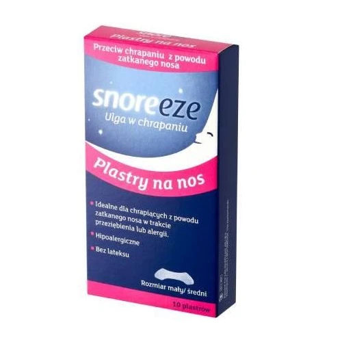 Snoreeze Plastry na nos, rozmiar mały/średni, 10 sztuk - Plastry na chrapanie