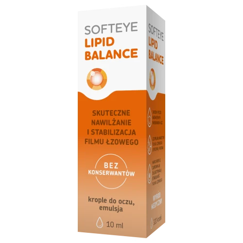 Softeye Lipid Balance krople do oczu, 10 ml - Emulsja nawilżająca, łagodzi objawy suchego oka, bez konserwantów