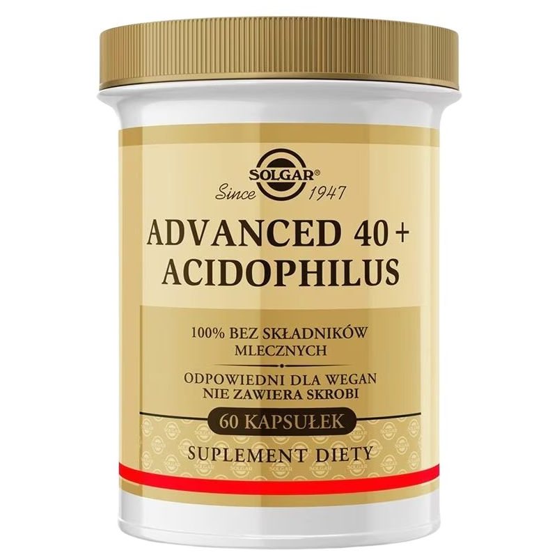 Solgar Advanced 40+ Acidophilus, 60 kapsułek - Suplement diety w roślinnych kapsułkach
