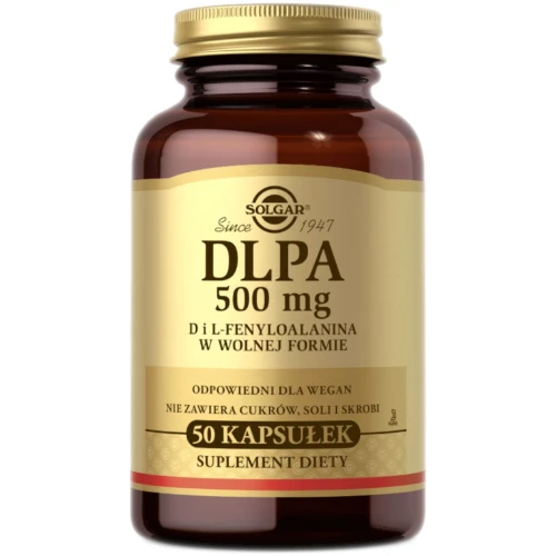 Solgar DLPA 500 mg, 50 kapsułek - DL-fenyloalanina w wolnej formie