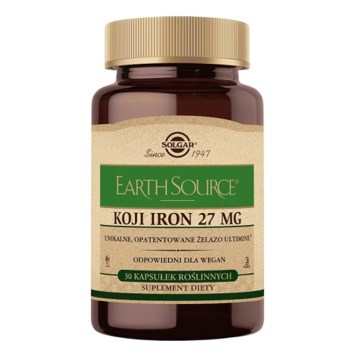 Solgar Earth Source Koji Iron, 30 kapsułek - Suplement diety z żelazem Ultimine™ dla kobiet w ciąży
