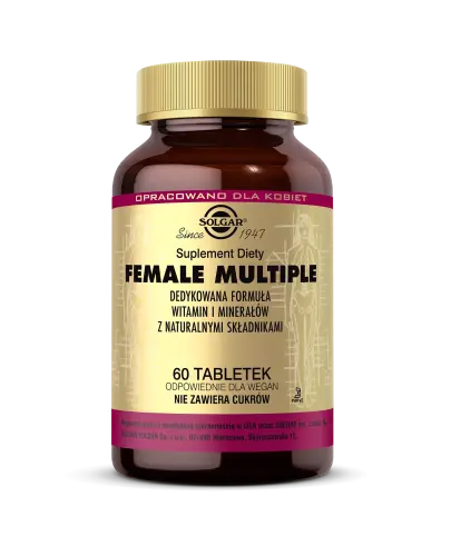 Solgar Female Multiple, 60 tabletek - Dedykowana formuła witamin i minerałów z naturalnymi składnikami