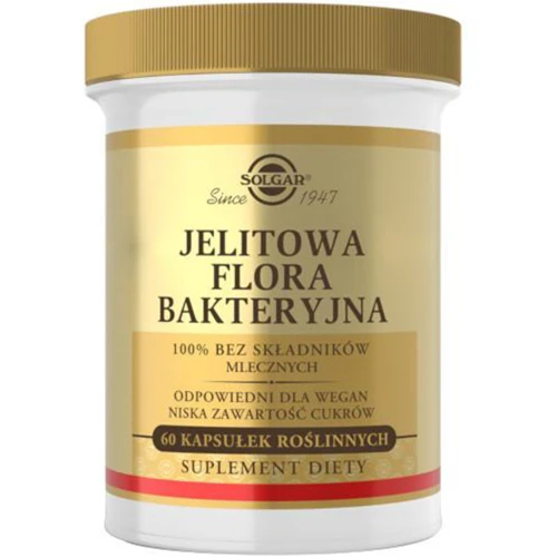 Solgar Jelitowa flora bakteryjna, 60 kapsułek - Odpowiednie dla wegan kapsułki roślinne z mieszaniną bakterii probiotycznych
