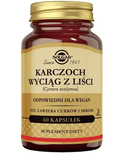 Solgar Karczoch wyciąg z liści, 60 kapsułek - Odpowiednie dla wegan kapsułki roślinne z wyciągiem z liści karczocha