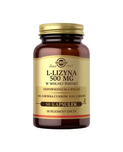 Solgar L-Lizyna 500 mg, 50 kapsułek - Suplement diety z lizyną w wolnej postaci