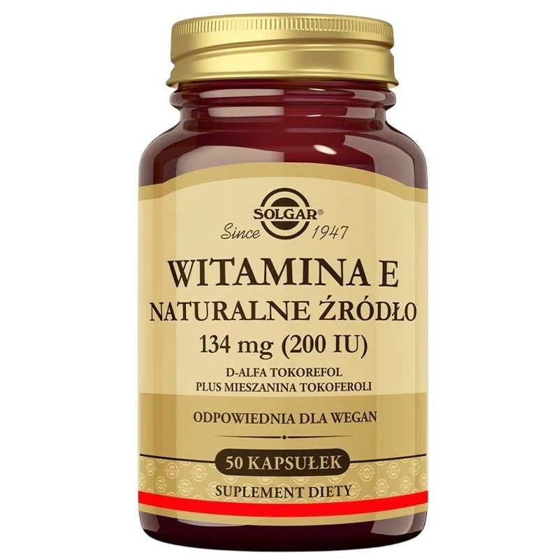 Solgar Naturalna witamina E 200 IU, 50 kapsułek - Dla osób dorosłych