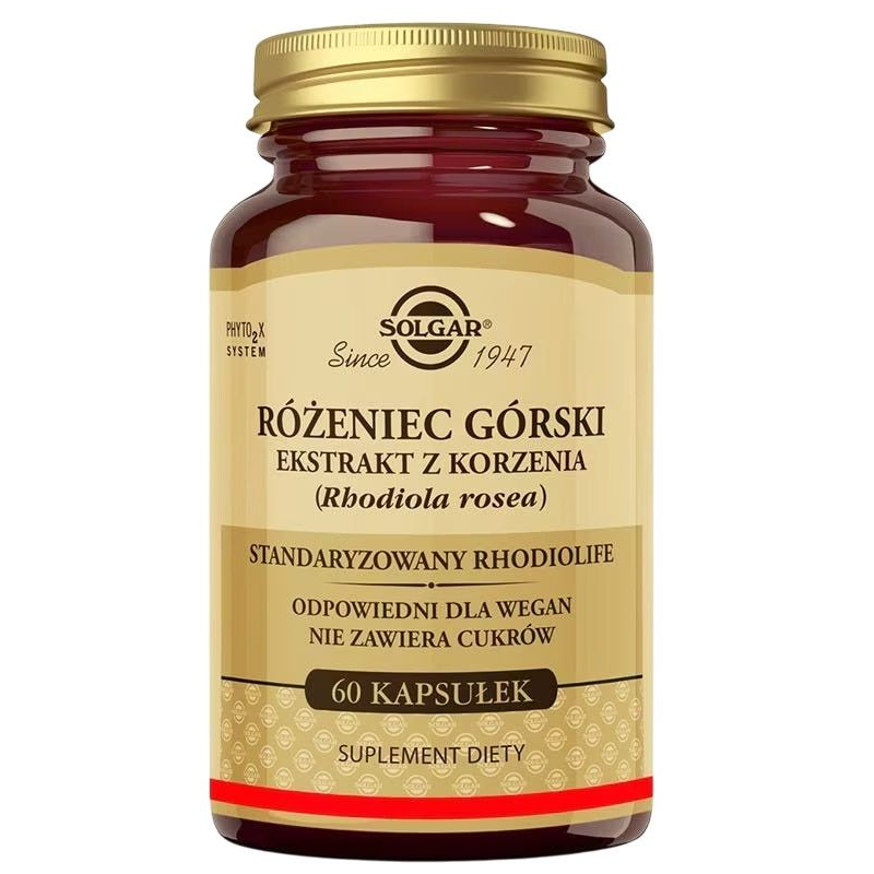 Solgar Różeniec Górski ekstrakt z korzenia (Rhodiola rosea), 60 kapsułek - Suplement diety dla osób dorosłych