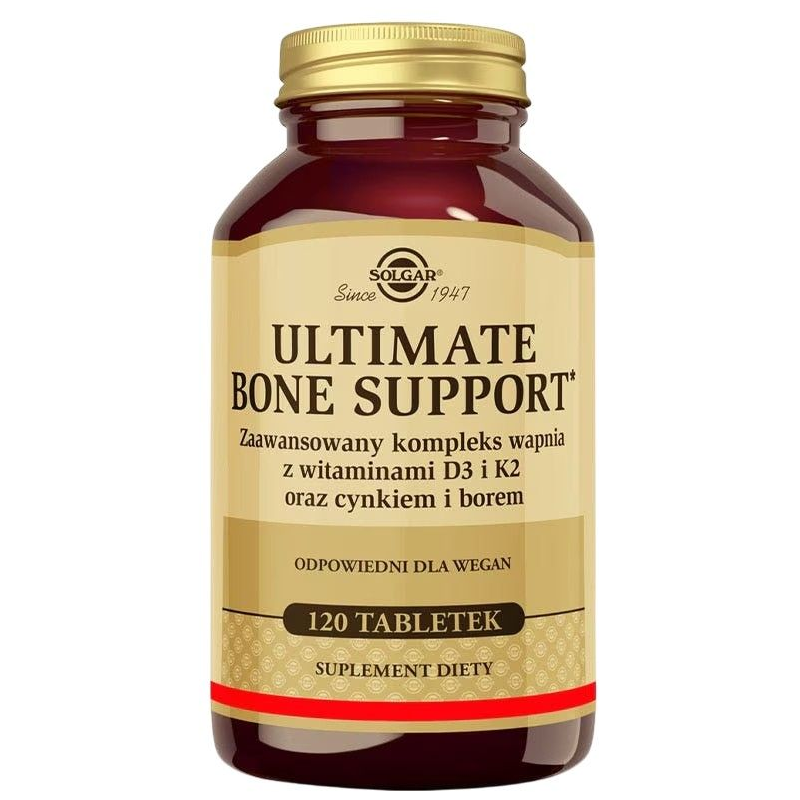 Solgar Ultimate Bone Support, 120 tabletek - Zaawansowany kompleks wapnia z witaminami D3 i K2 oraz cynkiem i borem