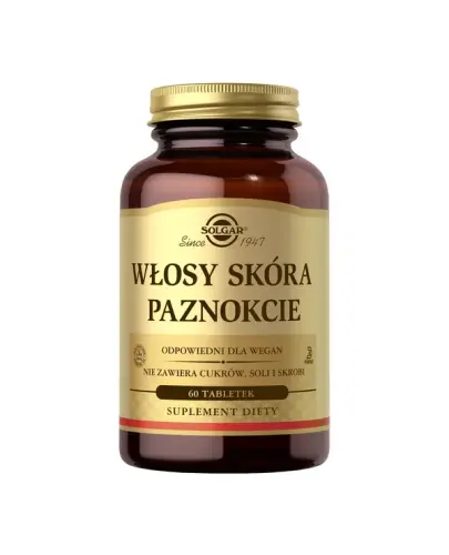 Solgar Włosy, Skóra, Paznokcie, 120 tabletek  - Kompozycja składników wspierających zdrowy wygląd