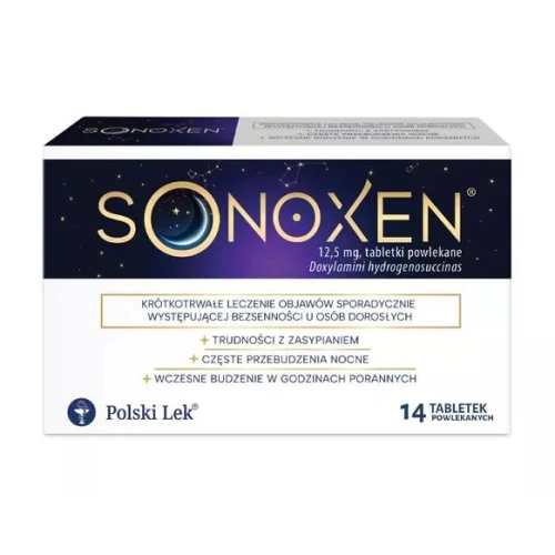 Sonoxen 12,5 mg, 14 tabletek - Lek o działaniu nasennym i uspokajającym