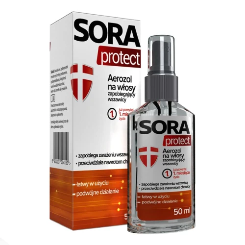 Sora Protect Aerozol zapobiegający wszawicy, 50 ml - Profilaktyka wszawicy dla dzieci od 1. miesiąca życia
