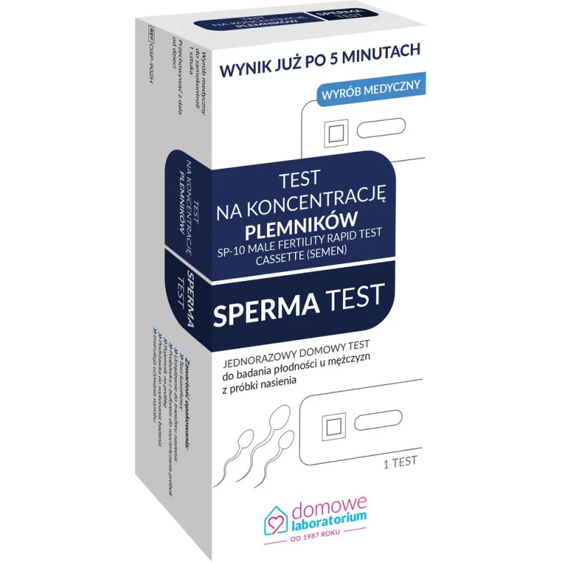 Sperma Test, Test na koncentrację plemników, 1 sztuka - Płytkowy domowy test płodności dla mężczyzn
