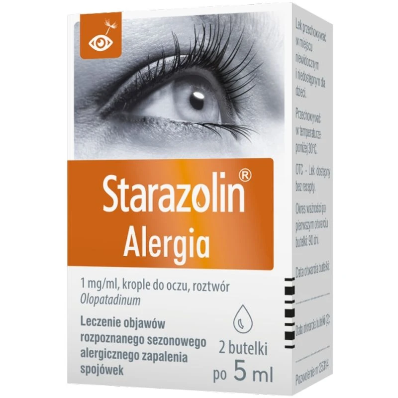 Starazolin Alergia, krople do  oczu, 2 x 5 ml - Z olopatadiną o działaniu przeciwalergicznym