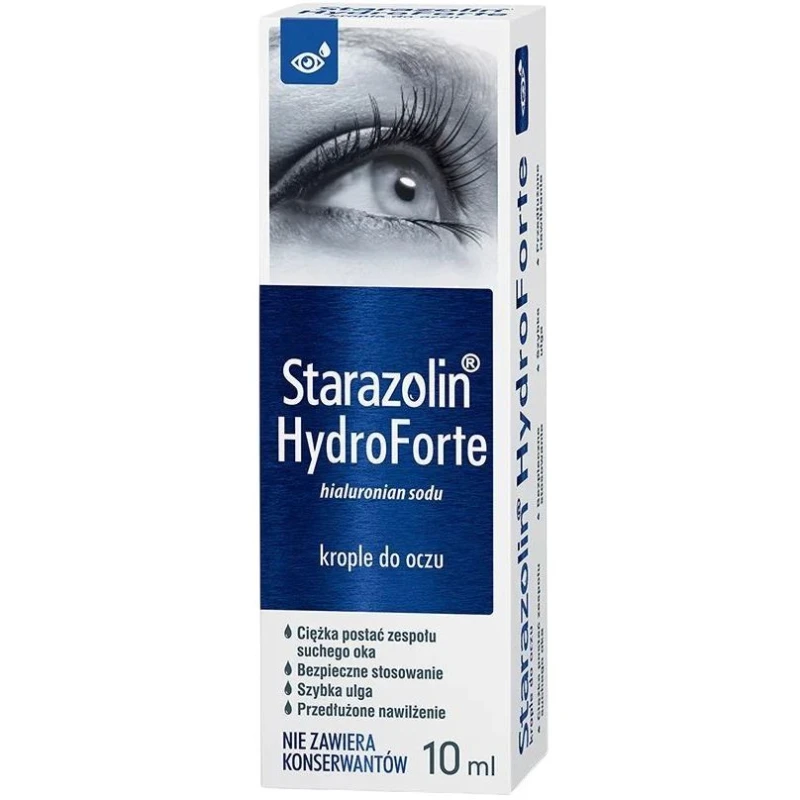 Starazolin HydroForte krople do oczu, 10 ml - Krople z kwasem hialuronowym bez konserwantów
