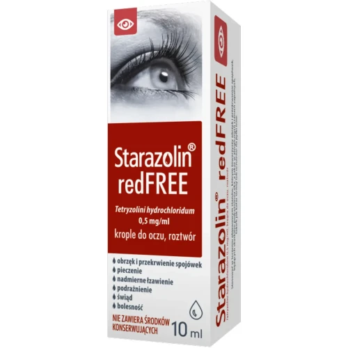 Starazolin redFREE, krople do oczu, 10 ml - Krople do oczu łagodzące obrzęk i przekrwienie spojówek