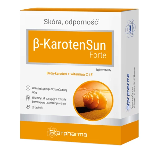 Beta-KarotenSun Forte, 30 tabletek - Kompozycja witamin wspierających zdrowie skóry