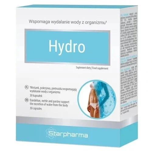 Starpharma Hydro, 30 kapsułek - Kompozycja składników wspomagających wydalanie nadmiaru wody z organizmu