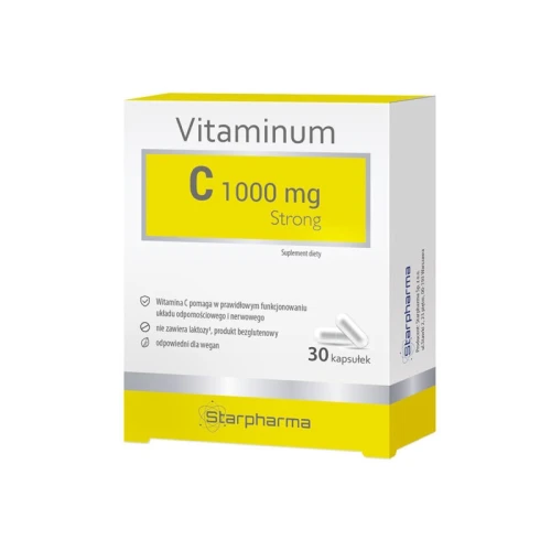 Starpharma Vitaminum C 1000 mg Strong, 30 kapsułek - Kapsułki z wysoką zawartością witaminy C