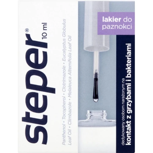 Steper, przeciwgrzybiczy lakier do paznokci, 10 ml - Chroni paznokcie przed grzybicą, pielęgnuje zniszczoną płytkę paznokciową