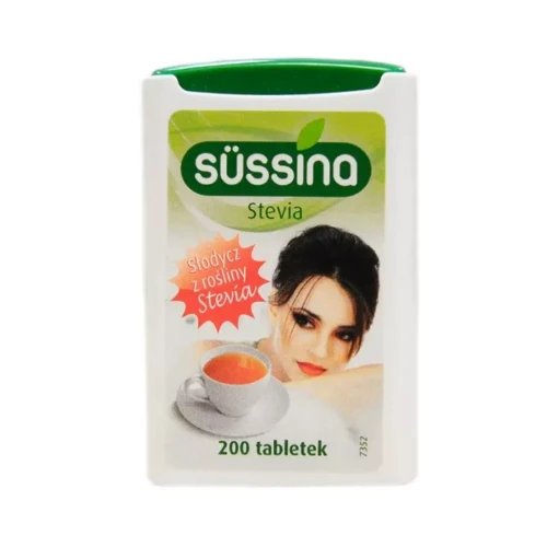 Sussina Stevia, słodzik z dozownikiem, 200 tabletek - Zamiennik cukru z indeksem glikemicznym równym zeru