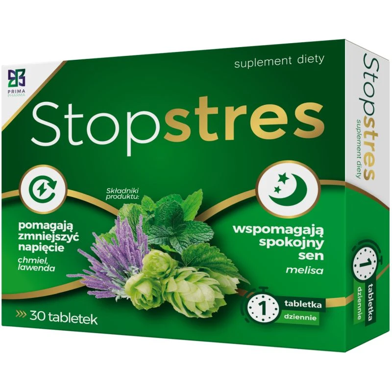 Stopstres, 30 tabletek - Kompozycja składników łagodzących napięcie nerwowe