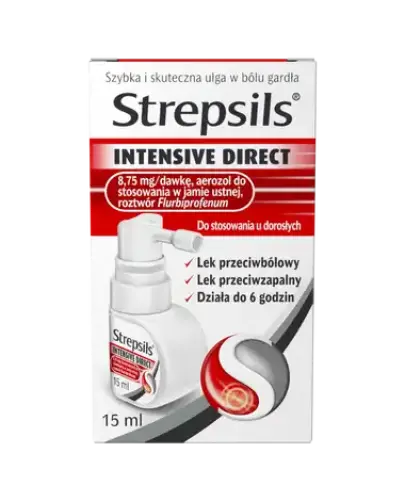 Strepsils Intensive Direct aerozol do gardła, 15 ml - Łagodzi objawy stanu zapalnego gardła