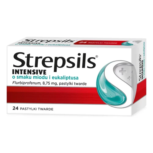 Strepsils Intensive o smaku miodu i eukaliptusa, 8,75 mg, 24 pastylki - Tabletki na ból gardła