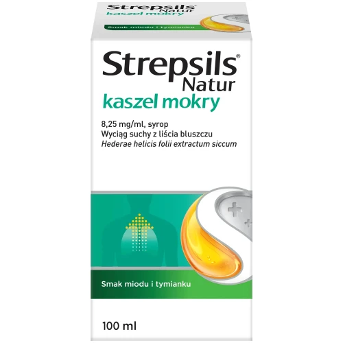 Strepsils Natur Kaszel mokry, 100 ml - Syrop z wyciągiem z liścia bluszczu