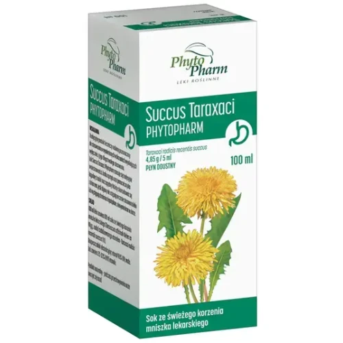 Succus Taraxaci Phytopharm, płyn doustny, 100 ml - Sok ze świeżego korzenia mniszka lekarskiego