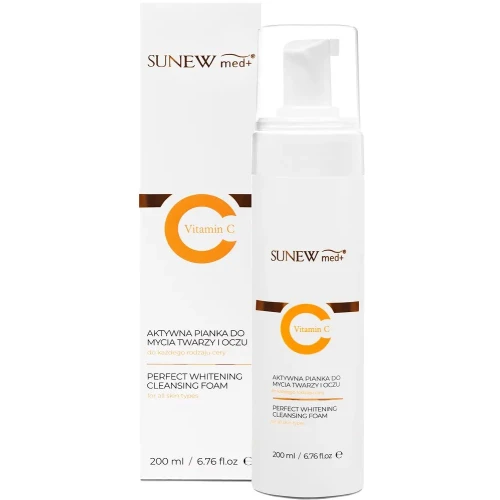 SunewMed+ Aktywna pianka do mycia twarzy i oczu, 200 ml - Enzymatyczna pianka oczyszczająca do demakijażu
