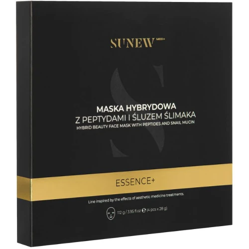 SunewMed+ ESSENCE+ Maska w płachcie do twarzy z peptydami i śluzem ślimaka, 4 sztuki - Odmładza, nawilża i ujędrnia