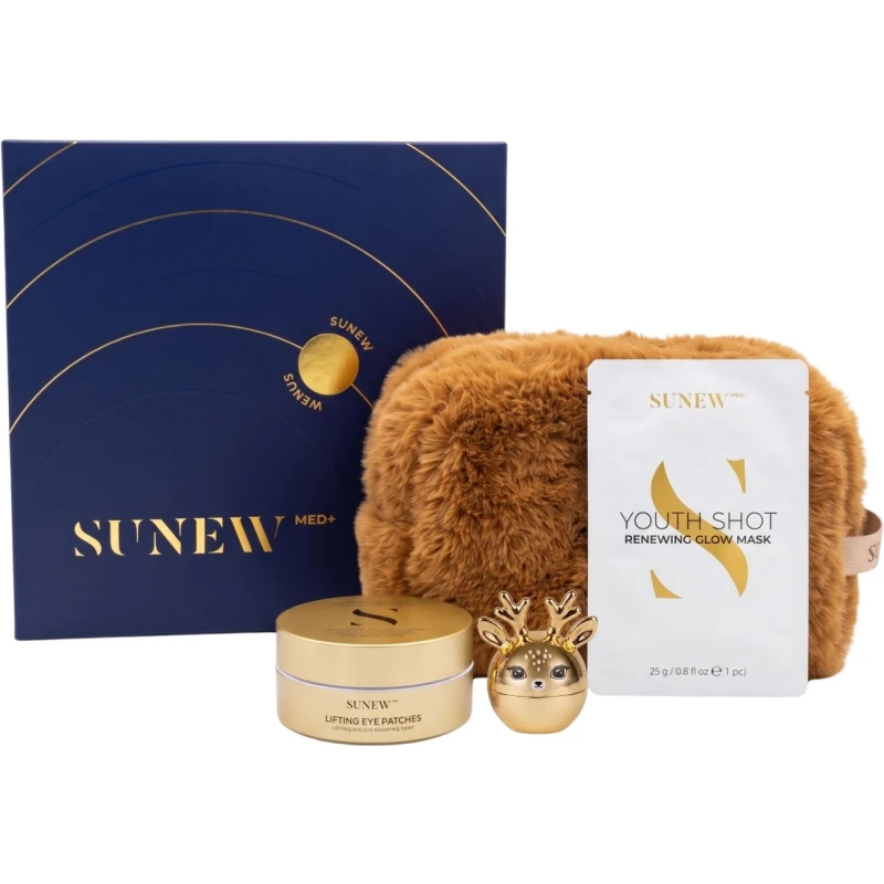 SunewMed+ Iconic Goddess - balsam do ust, 8 g + płatki pod oczy, 60 sztuk + maska do twarzy, 25 g + kosmetyczka