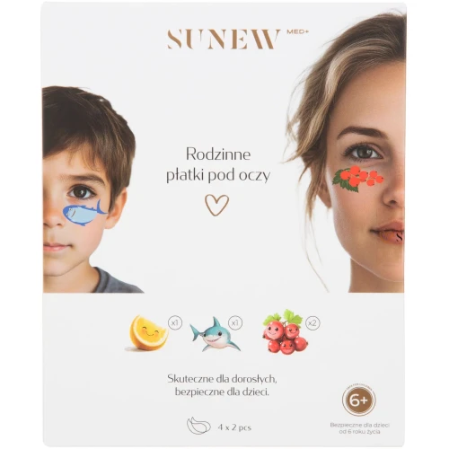 SunewMed+ Rodzinne płatki pod oczy, 4 pary - Nawilżające i regenerujące płatki z ceramidami