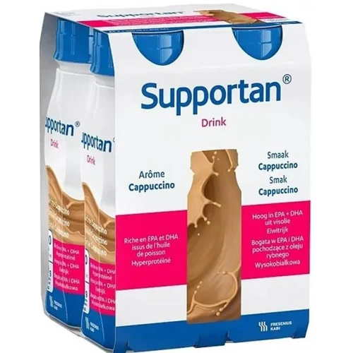 Supportan Drink o smaku cappuccino, 4 x 200 ml - Kompletna dieta wysokoenergetyczna, wysokobiałkowa, bogata w tłuszcz oraz EPA i DHA