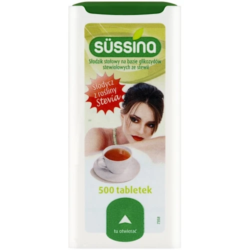 Sussina Gold Słodzik z dozownikiem, 500 tabletek - Glikozydy stewiolowe ze stewii