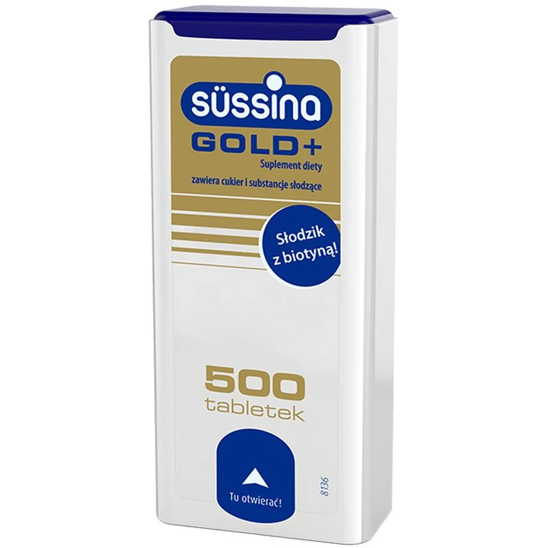 Sussina Gold+ z biotyną, 500 tabletek - Niskokaloryczny słodzik w tabletkach z witaminą B7
