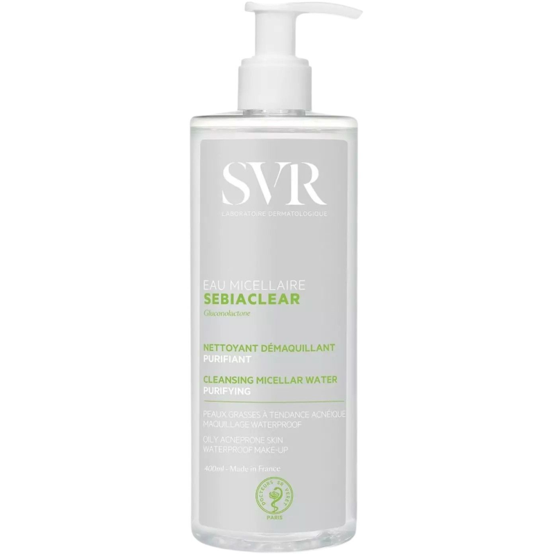SVR SebiaClear Eau Micellaire Oczyszczająca woda micelarna, 400 ml  - Delikatnie usuwa nadmiar sebum bez wysuszania skóry